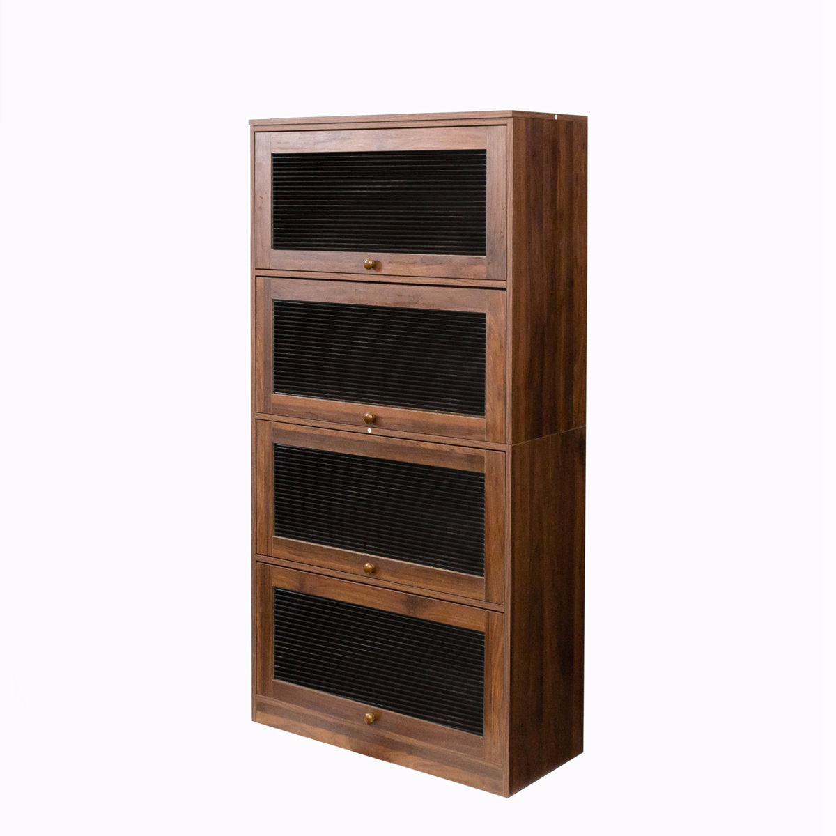 Bookcase with Glass Doors and 4 Shelves, 63 in High