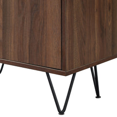 Bookcase with Glass Shelves and Hairpin Legs in Dark Walnut