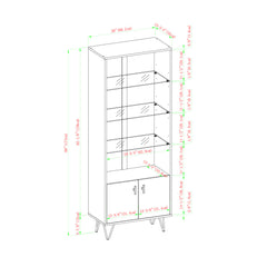 Bookcase with Glass Shelves and Hairpin Legs in Dark Walnut