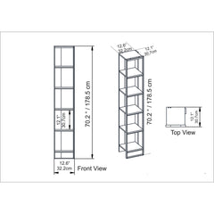 Bookshelf, 5 Tiers, Black Particle Board with Gold Metal Parts