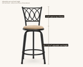 Detail | adjustable seat height and back height -- one stool shown, sold as a set of three