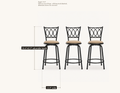 Dimensions | overall width, depth and adjustable height, all three stools shown -- sold as a set of three, dimensions are per stool