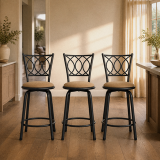 Kolvern Bottaro Swivel Adjustable Bar Stools, Set of 3