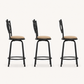 Side | true side profile of all three stools showing the flared legs and footrest ring