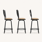 Side | true side profile of all three stools showing the flared legs and footrest ring