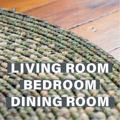 Braided Area Rug, 5' x 8' in Ivory and Green