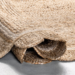 Braided Area Rug, 7 ft 6 in x 9 ft 6 in with Ivory and Brown
