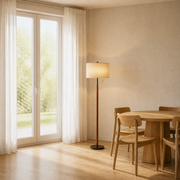Scale | the floor lamp beside a full window in the dining room, true size against the doorway