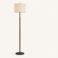 Side | profile view of the drum shade, wood stem, and round base