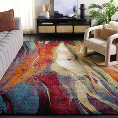 Room | The Bremhaus Parrett Abstract Performance Rug in a styled room