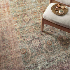 Detail | Close view of the Bremhaus Teifi Jade and Sunset Area Rug