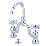 Bridge Bathroom Faucet, English Country, 3-Hole Cross Handles in Polished Chrome