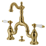 Bridge Bathroom Faucet, English Country, Two-Handle 3-Hole in Brushed Brass