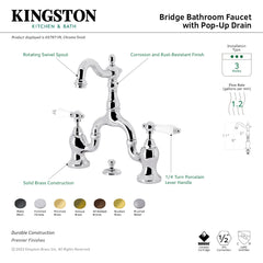 Bridge Bathroom Faucet, English Country, Two-Handle 3-Hole in Brushed Brass