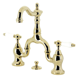 Bridge Bathroom Faucet, English Country, Two-Handle in Polished Brass