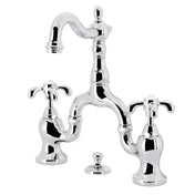 Bridge Bathroom Faucet, French Country, Two-Handle, 3-Hole, Polished Chrome