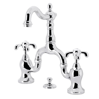 Bridge Bathroom Faucet, French Country, Two-Handle, 3-Hole, Polished Chrome