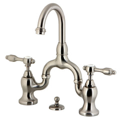 Bridge Bathroom Faucet, Heirloom, Two-Handle 3-Hole in Brushed Nickel