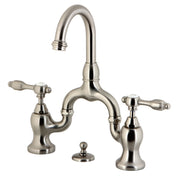 Bridge Bathroom Faucet, Heirloom, Two-Handle 3-Hole in Brushed Nickel