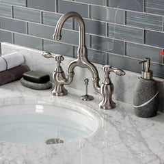 Bridge Bathroom Faucet, Heirloom, Two-Handle 3-Hole in Brushed Nickel