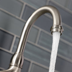 Bridge Bathroom Faucet, Heirloom, Two-Handle 3-Hole in Brushed Nickel