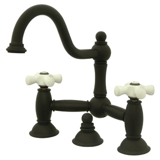 Bridge Bathroom Faucet, Heirloom, Two-Handle 3-Hole in Oil Rubbed Bronze