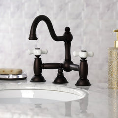 Bridge Bathroom Faucet, Heirloom, Two-Handle 3-Hole in Oil Rubbed Bronze