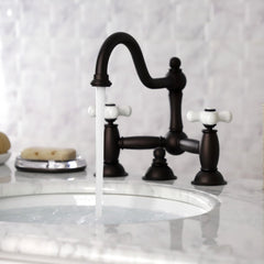 Bridge Bathroom Faucet, Heirloom, Two-Handle 3-Hole in Oil Rubbed Bronze