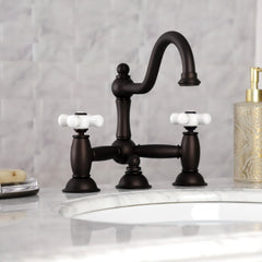 Bridge Bathroom Faucet, Heirloom, Two-Handle 3-Hole in Oil Rubbed Bronze