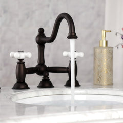 Bridge Bathroom Faucet, Heirloom, Two-Handle 3-Hole in Oil Rubbed Bronze