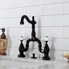 Bridge Bathroom Faucet, Heirloom, Two-Handle 3-Hole in Oil Rubbed Bronze