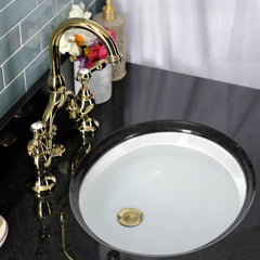 Bridge Bathroom Faucet, Heirloom, Two-Handle 3-Hole in Polished Brass