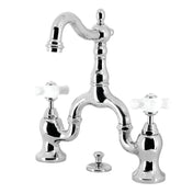 Bridge Bathroom Faucet, Heirloom, Two-Handle 3-Hole in Polished Chrome