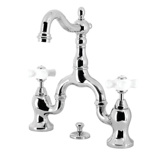 Bridge Bathroom Faucet, Heirloom, Two-Handle 3-Hole in Polished Chrome