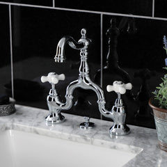 Bridge Bathroom Faucet, Heirloom, Two-Handle 3-Hole in Polished Chrome