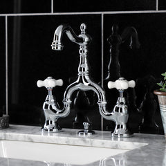 Bridge Bathroom Faucet, Heirloom, Two-Handle 3-Hole in Polished Chrome