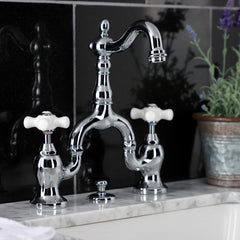 Bridge Bathroom Faucet, Heirloom, Two-Handle 3-Hole in Polished Chrome