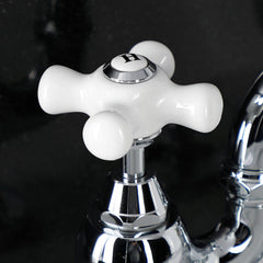 Bridge Bathroom Faucet, Heirloom, Two-Handle 3-Hole in Polished Chrome