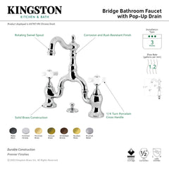 Bridge Bathroom Faucet, Heirloom, Two-Handle 3-Hole in Polished Chrome