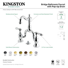 Bridge Bathroom Faucet, Heirloom, Two-Handle 3-Hole in Polished Chrome