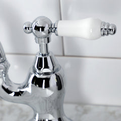 Bridge Bathroom Faucet, Heirloom, Two-Handle 3-Hole with Brass Pop-Up in Polished Chrome