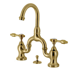 Bridge Bathroom Faucet, Heirloom, Two-Handle with Pop-Up in Brushed Brass