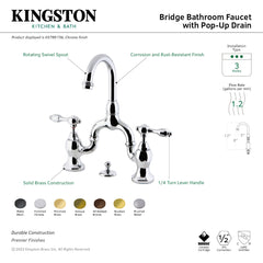 Bridge Bathroom Faucet, Heirloom, Two-Handle with Pop-Up in Brushed Brass