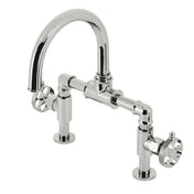 Bridge Bathroom Faucet, Webb, Two-Handle with Push Pop-Up in Polished Nickel