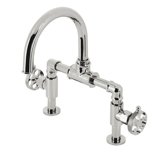 Bridge Bathroom Faucet, Webb, Two-Handle with Push Pop-Up in Polished Nickel
