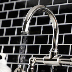 Bridge Bathroom Faucet, Webb, Two-Handle with Push Pop-Up in Polished Nickel