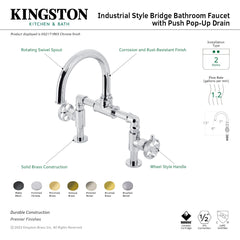Bridge Bathroom Faucet, Webb, Two-Handle with Push Pop-Up in Polished Nickel