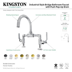 Bridge Bathroom Faucet, Whitaker, Two-Handle, 2-Hole, Deck Mount, Polished Brass