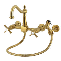 Bridge Faucet, Millennium, Double Handle, 3-Hole, Brass, Brushed Brass