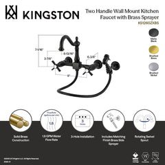 Bridge Faucet, Millennium, Double Handle, 3-Hole, Brass, Brushed Brass